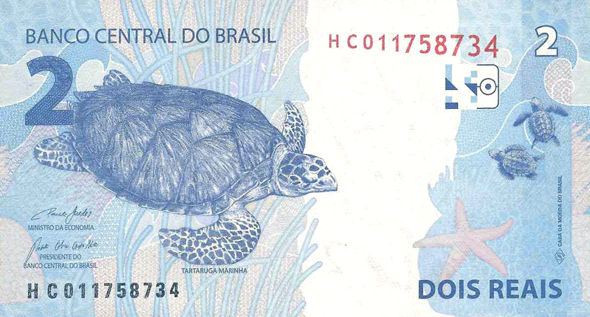Reverso de 2 reais (2019-2023) Reverso de 2 reais (2019-2023) - 2011-atual Reais, 2ª. família