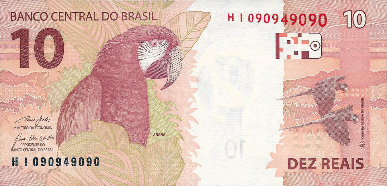 Reverso de 10 reais (2019-2023) Reverso de 10 reais (2019-2023) - 2011-atual Reais, 2ª. família