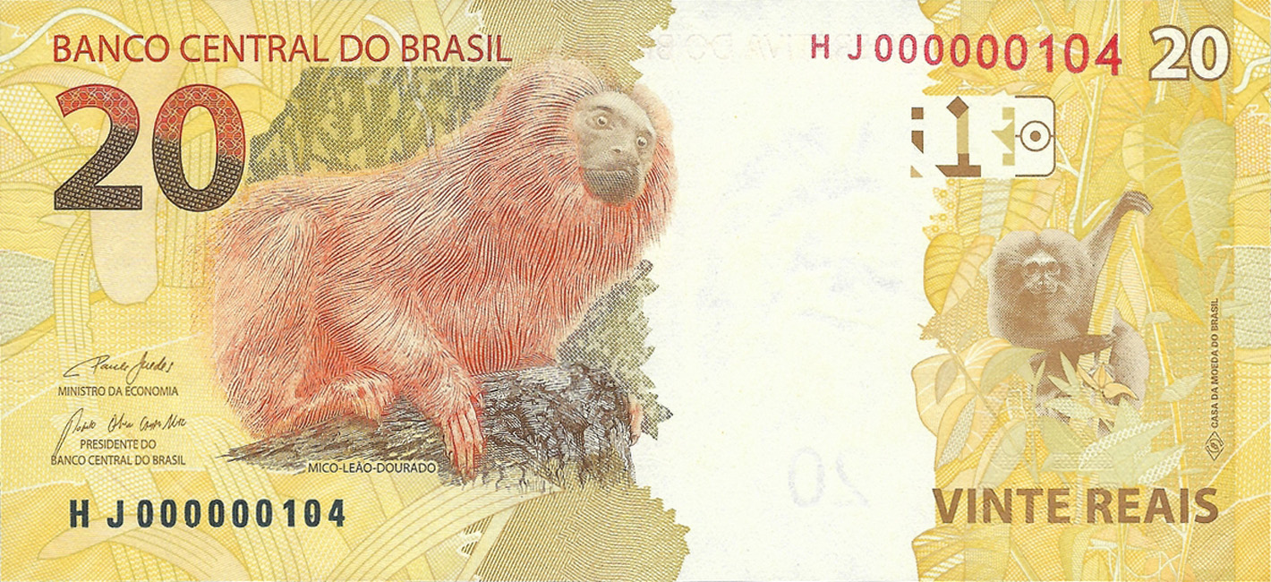 Reverso de 20 reais (2019-2022) Reverso de 20 reais (2019-2022) - 2011-atual Reais, 2ª. família